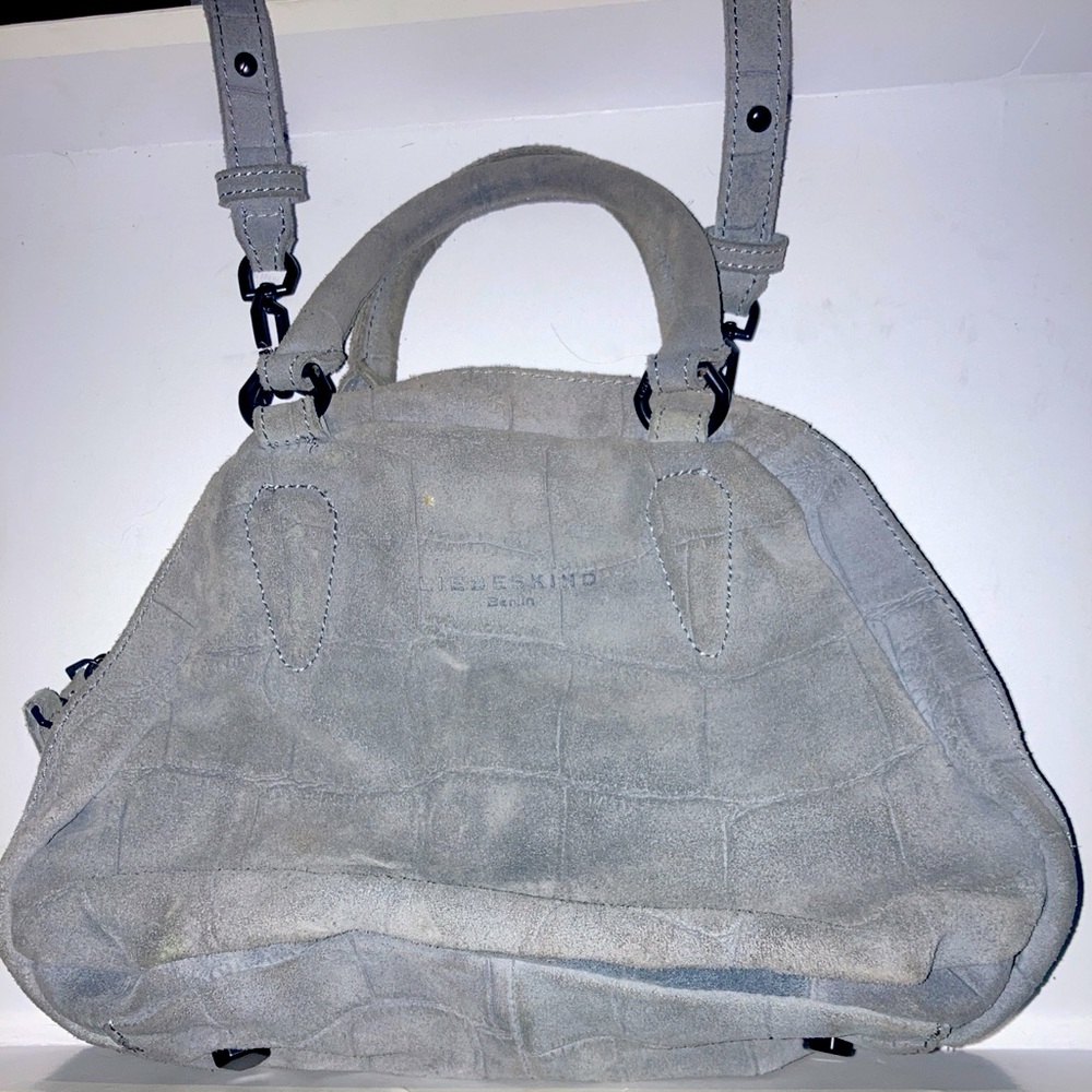 Grey suede shoulder/hand bag